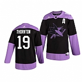 Sharks 19 Joe Thornton Black Purple Hockey Fights Cancer Adidas Jersey Dzhi,baseball caps,new era cap wholesale,wholesale hats